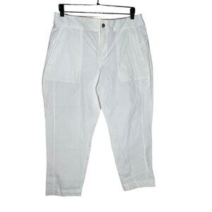 Athleta Womens 14‎ Ivory/White Zipped Pockets Casual Straight Ankle Pants Beach